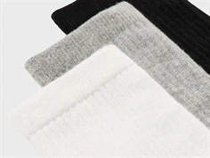 Name It tennisstrømper hvid, sort og lys grå meleret (3-pak)